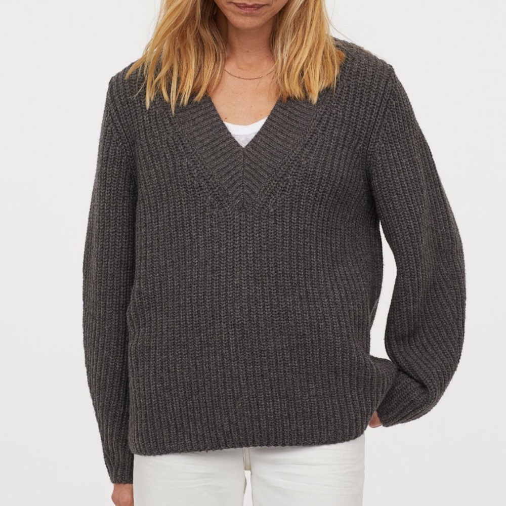 NWT H&M HM Rib Knit Wool Blend Chunky Sweater